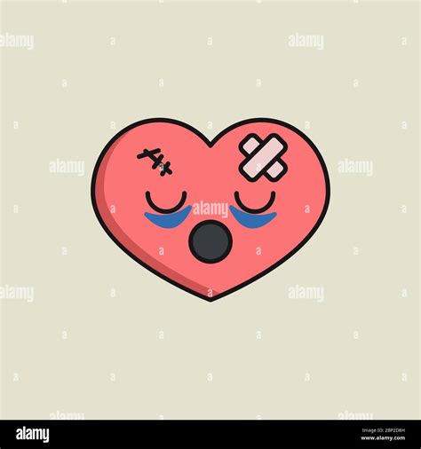 Símbolo De Amor Personaje De Dibujos Animados Que Sufren De Corazón