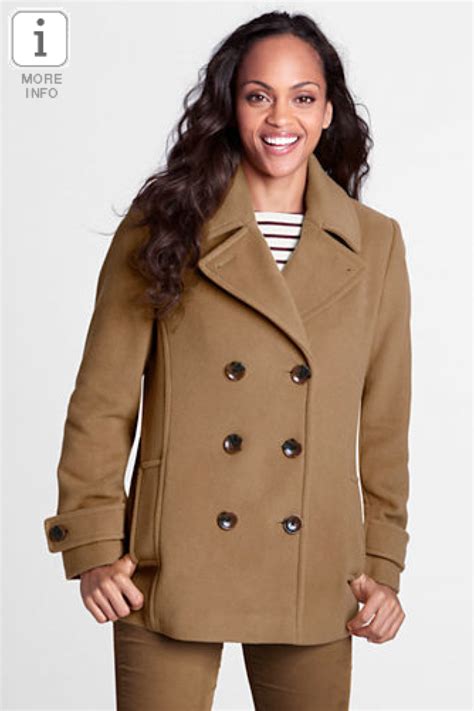 Flap side pockets and a si. Brown Pea Coat Womens | Han Coats