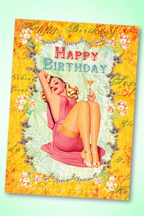 Here are two vintage birthday cards for girls. 50s Très Chic Happy Birthday Greeting Card
