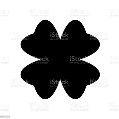 シャムロックのシルエット黒い四つの葉のクローバーのアイコングッドラックテーマデザイン要素単純形状ベクトル図 アイコンのベクターアート素材や