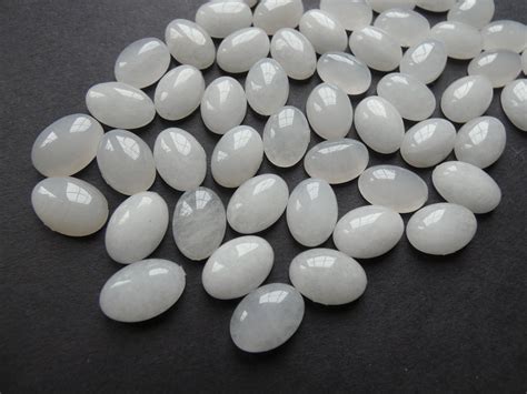 14x10mm Natural White Jade Cabochonoval Gemstone Cabochon White Stone