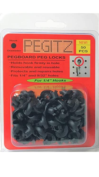 Pegitz Pegboard Peg Locks 50pcs 14 Inch Black Musical