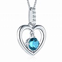 訂造婚禮飾品14K白金心型藍色托帕0.04克拉鑽石吊墜項鍊 - Niomi Jewellery