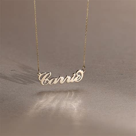 14k gold carrie name necklace extra thick myka