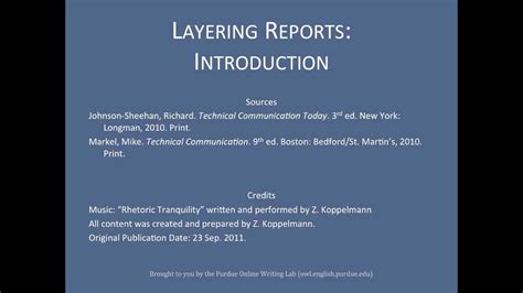 Pages after the title page should have a running head that looks like this Purdue OWL: Layering Reports - YouTube
