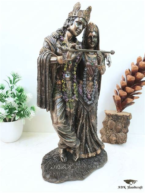 radha krishna statue 28 cm bonded bronze radha krishna sculpture hindu divine couple statue