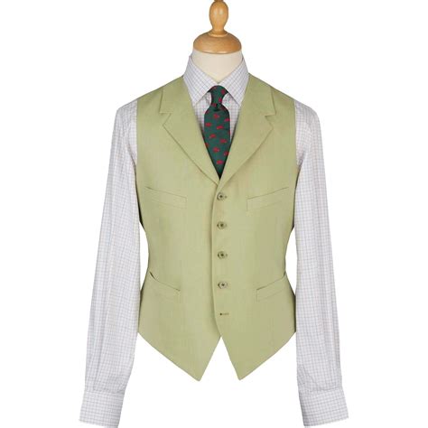 Light Green Linen Waistcoat Mens Country Clothing Cordings