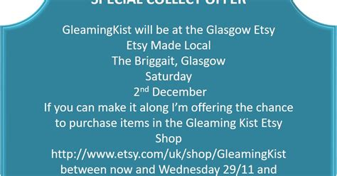 Gleaming Kist Etsy Made Local Glasgow 2017 Gleaming Kist Collect Offer