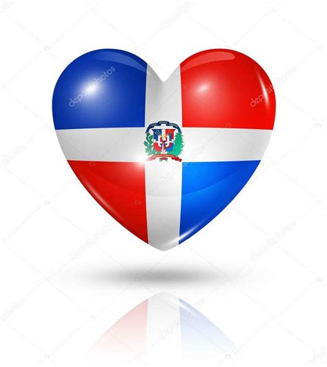 Amo El Símbolo De La República Dominicana 3d Icono Bandera Del Corazón Aislado En Blanco Con