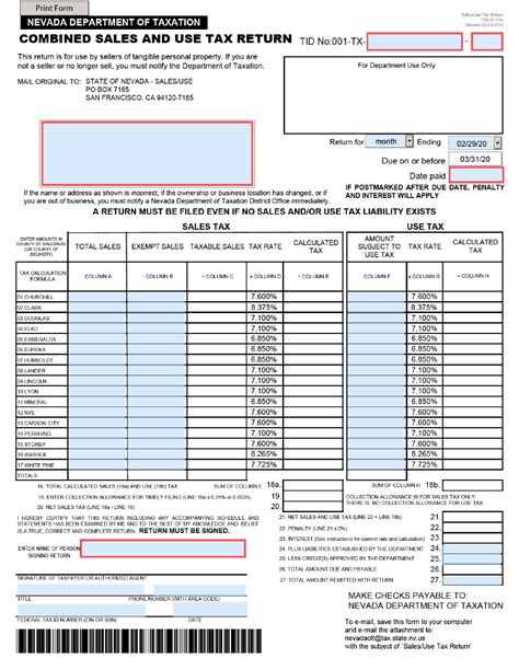 Online customers support · bbb a+ rated business Form TXR-01.01C Download Fillable PDF or Fill Online Combined Sales and Use Tax Return Nevada ...