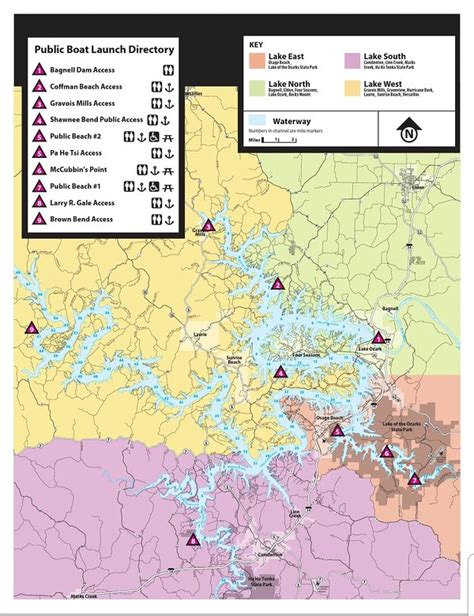 Lake Of The Ozarks Map With Bars And Mile Markers