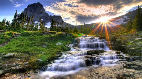 Waterfall Clouds Sky Landscape Hdr Water Nature Sun Sunlight