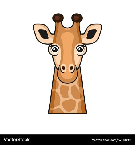 Cute Giraffe Face Cartoon Style On White Vector Image