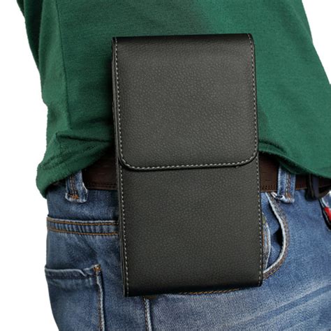 Executive Large Vertical Leather Pouch Belt Clip Phone Case