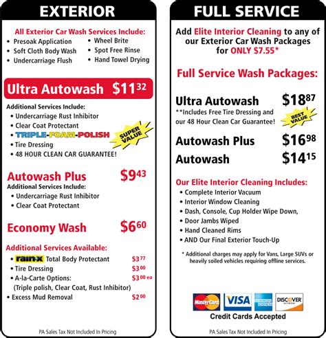 Download Pottstown Auto Wash Service Menu Car Wash Service Menu