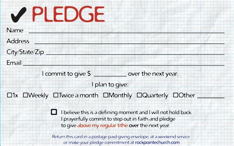 pledge cards  churches pledge card templates card