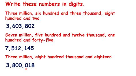 We also touch on quadrillions, sextillions, milliards, billiards and the greek myriad. Write numbers up to 10 million in digits and words - YouTube
