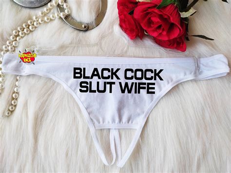 Black Cock Slut Wife Naughty Pantyblack Sexy Thong Panties Etsy