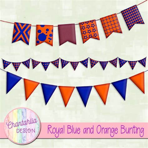 Free Royal Blue And Orange Bunting Design Elements For Digital Crafts