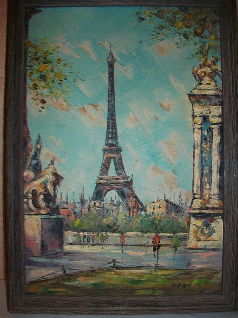 Art Antique Eiffel Tower Paris Oil Painting Canvas