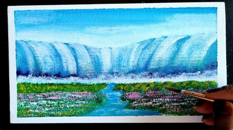 Acrylic Painting For Beautiful Waterfall Easy Painting For Beginnners
