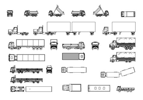 Freight Transportation Trucks Multiple Cad Blocks Det