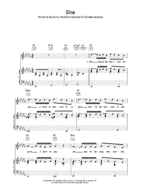 elvis costello she sheet music download printable pdf music notes score and chords 36351