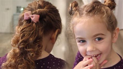 5 curly girls that rocked curly bangs. Easy Hairstyles for little Girls with curly hair - YouTube