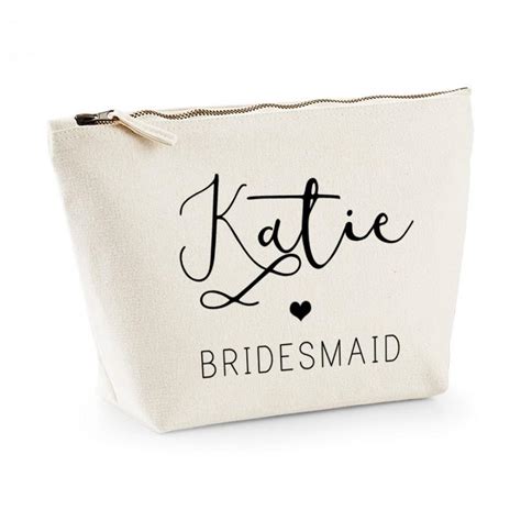 Personalised Stylish Handwritten Bridesmaid Makeup Bag Wedding