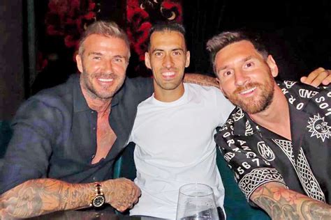 David And Victoria Beckham Step Out For Dinner With Lionel Messi At Bad