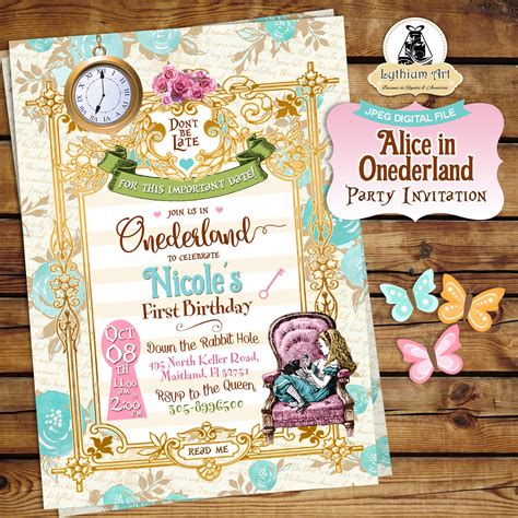 Alice In Onederland Invitation Alice In Wonderland Invitation Free