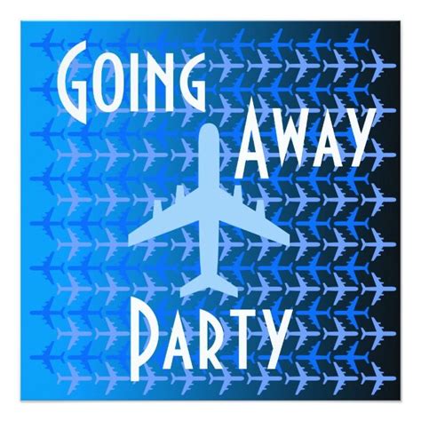 Going Away Party Invitation Card Plane Blue Zazzle Going Away Party