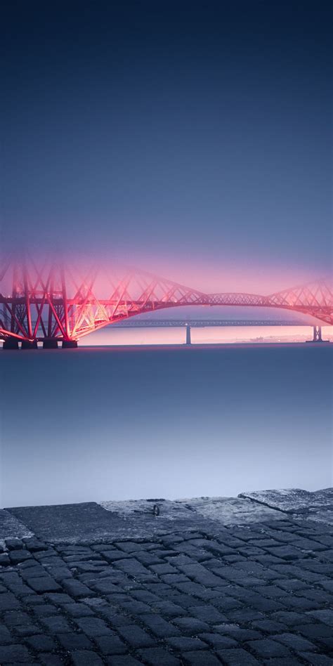 Free Download Forth Rail Bridge Minimal Night Glow Scotland 1080x2160