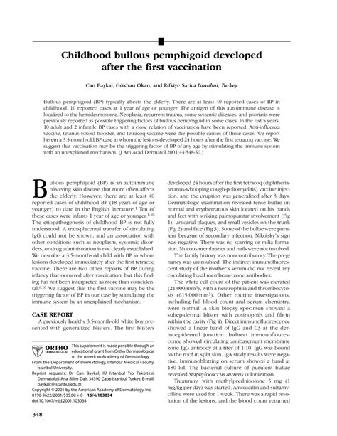 Pdf Childhood Bullous Pemphigoid Develop After First Vaccination