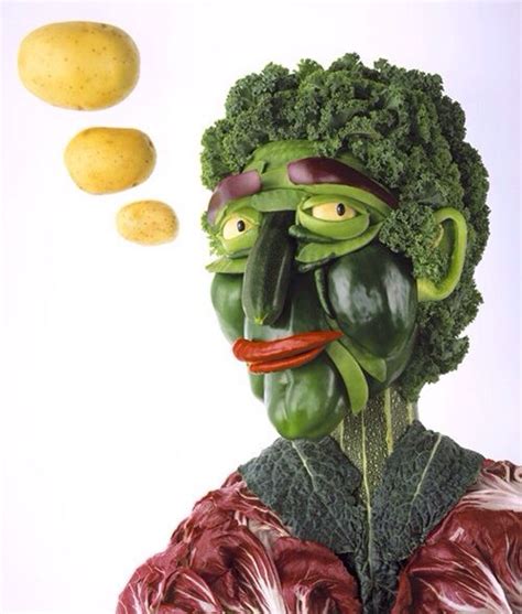 Persons Face Made From Vegetables Art Food Sculpture Food Art