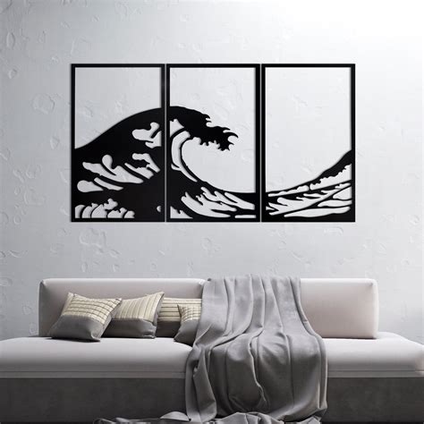 Waves Metal Wall Decor Metal Wall Decor Wall Art Metal Art Etsy