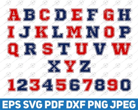 Varsity College Alphabet And Numbers Svg Clipart Collegiate 26 Etsy