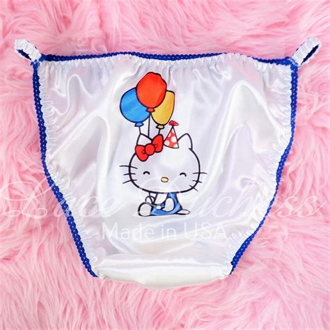 Lace Duchess Classic 80s Cut Hello Kitty Kawaii Birthday Character Movie Print Sissy Satin Wet
