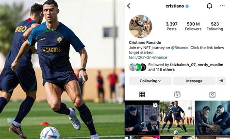 cristiano ronaldo now has 500m followers on instagram becomes highest