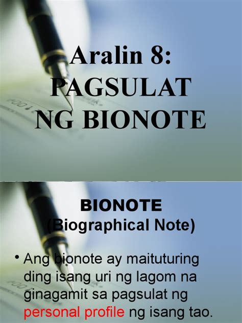 Pagsulat Ng Bionote Pdf