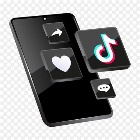 Tiktok 3d Social Media Icons With Smartphone On Transparent Background