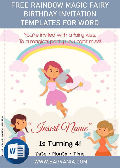 Free Rainbow Magic Fairy Birthday Invitation Templates For Word Free
