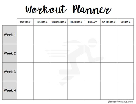 Printable Workout Schedule Template Daily Weekly Monthlyexercise Log Workout Plan Template