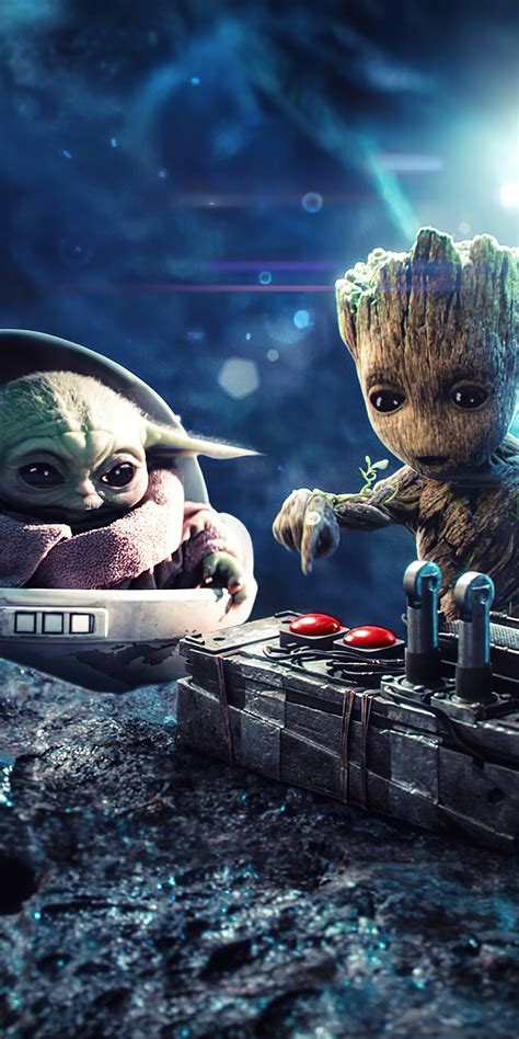 1080x2160 Baby Groot And Baby Yoda One Plus 5thonor 7xhonor View 10