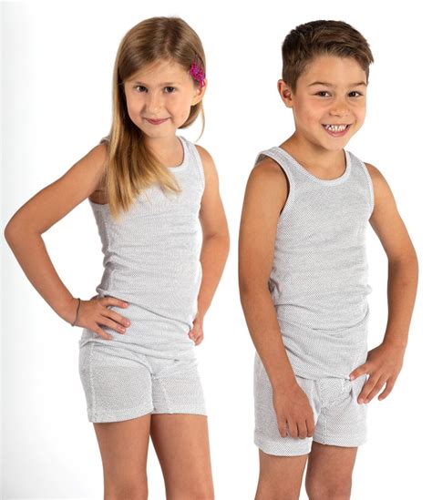 Childrens Tank Top Undershirt White Organic Bw Silver Knit Wavesafe