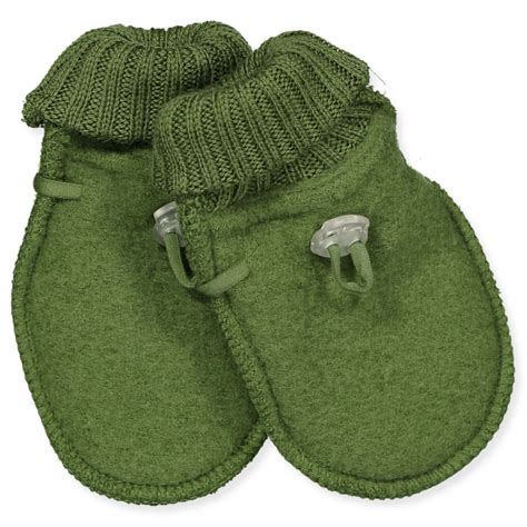 Joha Green Wool Fleece Mittens Bottle Green Green