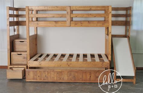 Twin Over Full Over Twin Trundle Solid Wood Bunk Bed With Stairs And