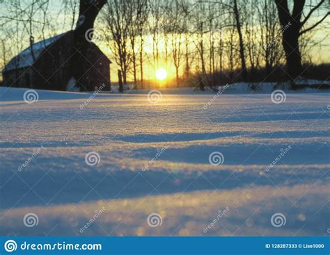A Beautiful Sunrise In Winter Stock Image Image Of Rural Sunrise