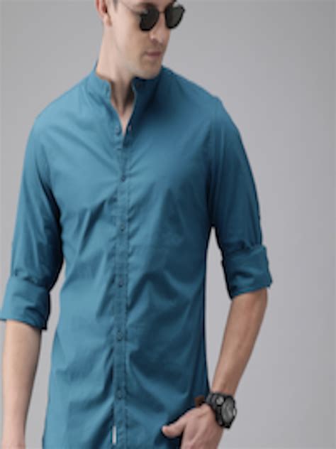 Buy Roadster Men Teal Blue Regular Fit Solid Sustainable Casual Shirt