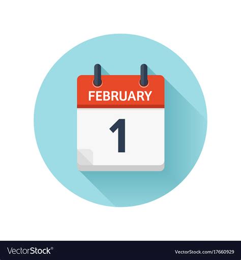 February 1 Flat Daily Calendar Icon Date Vector Image